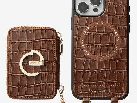 Crocodile Design Set- Detachable Wireless Charging E-stand Wallet Phone Case Cheap