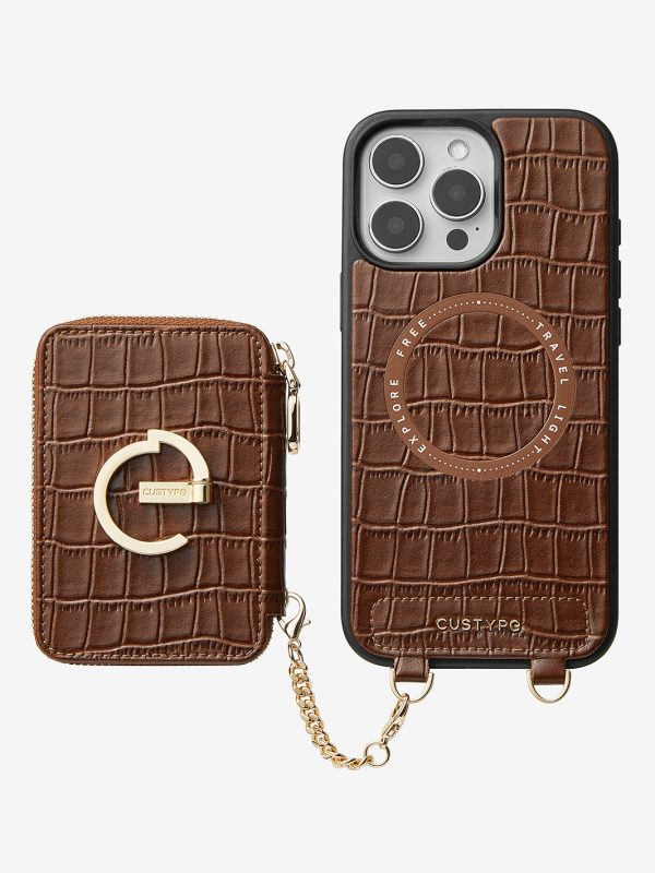 Crocodile Design Set- Detachable Wireless Charging E-stand Wallet Phone Case Cheap