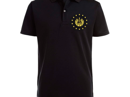 El Salvador Gold Embroidery Shield Black Polo Shirt - Unisex Hot on Sale