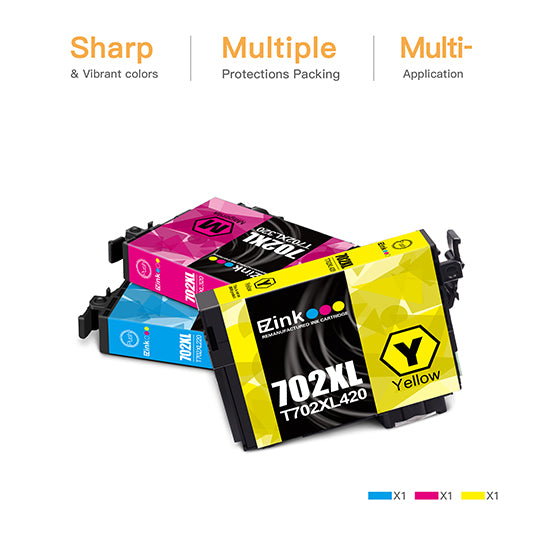 Epson 702XL T702XL Remanufactured Ink Cartridge (3 Pack) Fashion