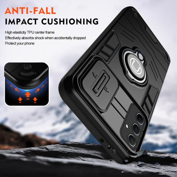 Ultra Rugged Armor Case with Rotating Ring Holder & Shutter Camera Protection Back Case For Samsung A55 5G Online Hot Sale