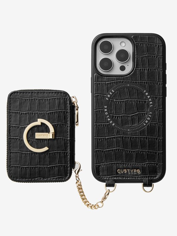 Crocodile Design Set- Detachable Wireless Charging E-stand Wallet Phone Case Cheap