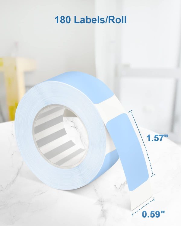 Thermal Label Maker Tape Adapted P10 Label Maker, Standard Laminated Office Labeling, 15mmx40mm 0.5x1.57inch, 180 Labels Roll, P10 Thermal Printing Label Paper (Blue) For Sale