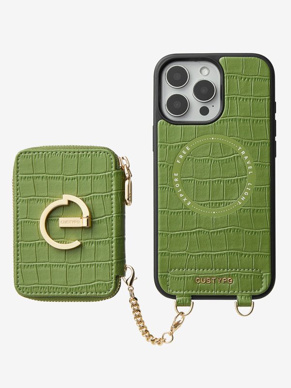 Crocodile Design Set- Detachable Wireless Charging E-stand Wallet Phone Case Cheap