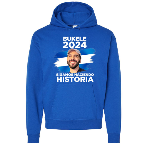 Nayib Bukele President 2024 Reelection Blue Hoodie El Salvador - Unisex Online