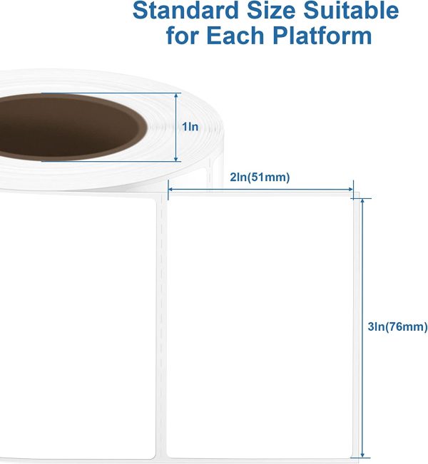 3  x 2  Direct Thermal Label, Compatible with Zebra & Rollo Label Printers, BPA & BPS Free, 1000 Labels For Discount