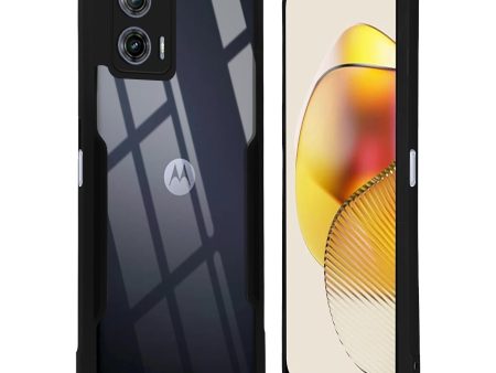 Back Cover Case for Motorola Moto G73 5G | Ultra-Hybrid Shockproof Design | Camera Protection - Black Bumper & Transparent Back Online