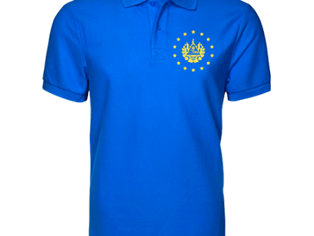 El Salvador Gold Embroidery Shield Blue Polo Shirt - Unisex For Discount