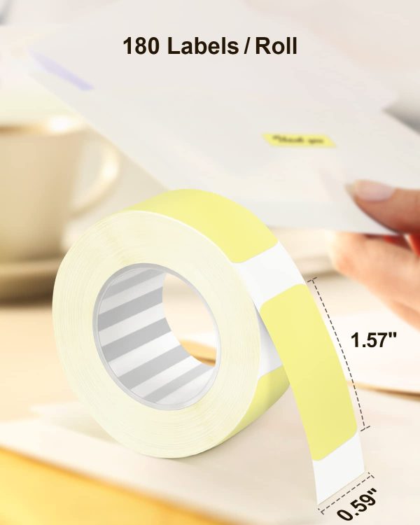 Thermal Label Maker Tape Adapted P10 Label Maker, Standard Laminated Office Labeling, 15mmx40mm 0.5x1.57inch, 180 Labels Roll, P10 Thermal Printing Label Paper (Yellow) Online Hot Sale