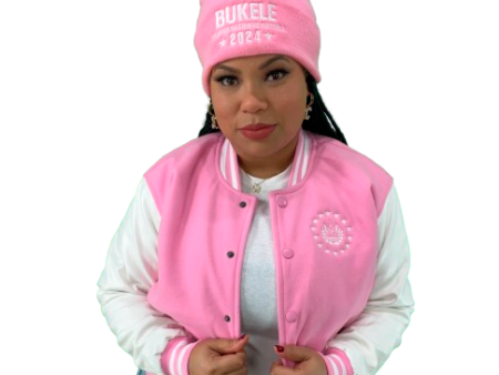 El Salvador Pink Varsity Jacket Embroidery Shield - Unisex For Cheap